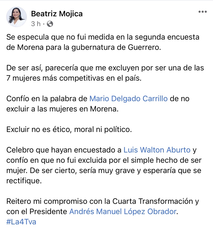 Hoy se conocerá el candidato de Morena; Beatríz Mojica acusa exclusión