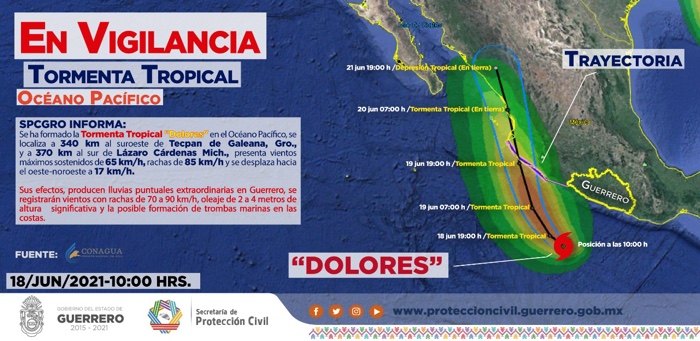SE FORMA LA TORMENTA TROPICAL “DOLORES” FRENTE A COSTAS DE GUERRERO