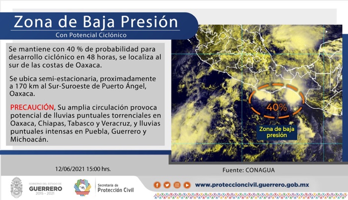 SE PREVÉN LLUVIAS FUERTES E INTENSAS EN EL ESTADO DE GUERRERO