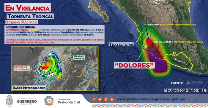 SE DEBILITA TORMENTA TROPICAL DOLORES