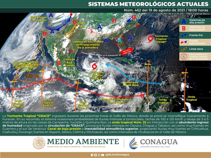 LLUVIAS DE VARIADA INTENSIDAD EN ESTE FIN DE SEMANA EN GUERRERO POR CICLÓN TROPICAL “GRACE”