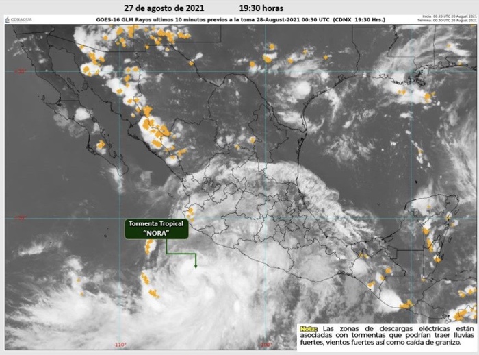 LLUVIAS, FUERTES VIENTOS Y OLEAJE ELEVADO EN GUERRERO POR TORMENTA TROPICAL “NORA”: SPCGRO
