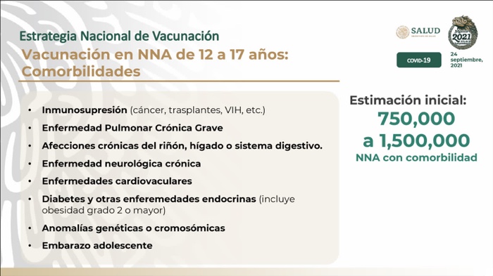 El 1 de octubre abren registro de vacunación a adolescentes