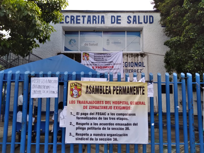 Continúa paro por fondo de ahorro en Hospital General de Zihuatanejo