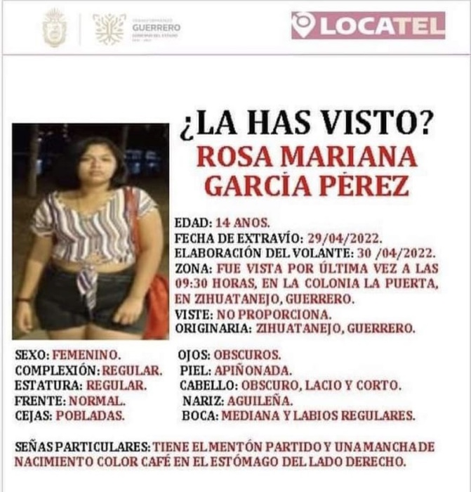 Cumple 3 días desaparecida menor de edad de La Puerta Ixtapa