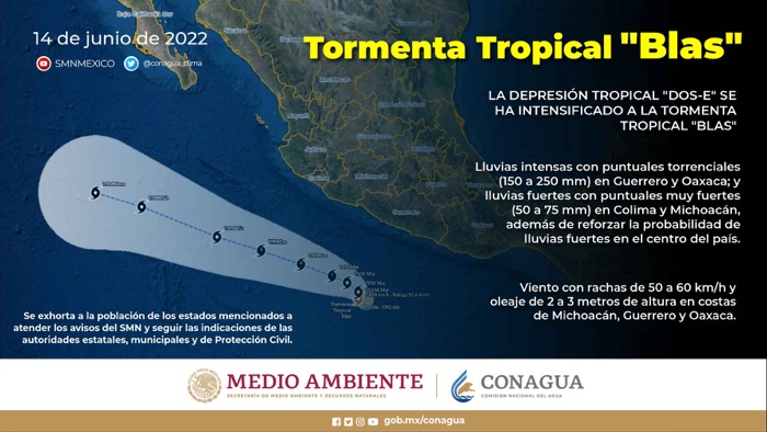 Se forma la tormenta tropical Blas en el Océano Pacífico