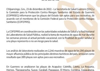Playas de Guerrero son aptas para uso recreativo, de acuerdo con monitoreo de la COFEPRIS