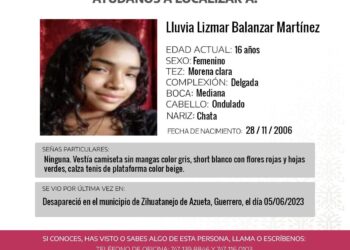 Reportan como desaparecida a una joven de 16 años de Zihuatanejo