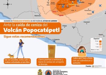 SGIRPCGRO emite recomendaciones en casi de caída de ceniza del volcán Popocatépetl en municipios de Guerrero