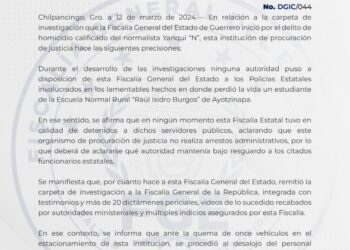 Comunicado de la Fiscalía General del Estado de Guerrero