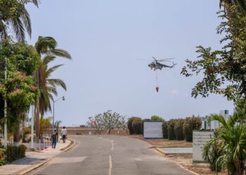Por tierra y aire continúa la sofocación del incendio forestal en El Veladero de Acapulco