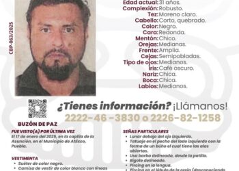 Emiten alerta de búsqueda por Rubén Hernández, petatleco que radica en Atlixco, Puebla
