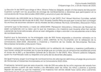 Nuevamente paran labores maestros del SNTE, la SEG no cumplió con acuerdos