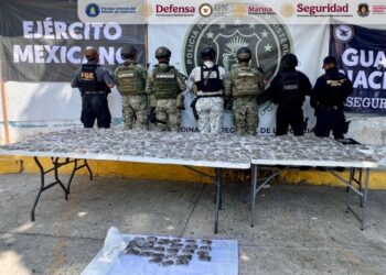 Aseguran DEFENSA, GN, FGEGuerrero, Policía Estatal, SEMAR y SSPC, más de 600 dosis de droga durante operativo interinstitucional en Coyuca de Benítez