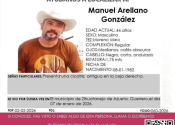Emiten ficha de búsqueda para Manuel Arellano González, desaparecido en Zihuatanejo