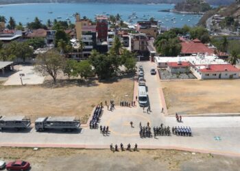 Marina en coordinación con autoridades locales, integra el Primer Simulacro Nacional 2026, en el Municipio de Zihuatanejo de Azueta, Guerrero
