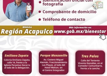 Anuncia Delegación de Bienestar Guerrero módulos de registro para la Credencial Universal de Salud en Acapulco y la Región Centro