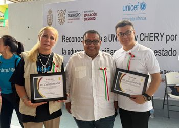 Fortalecen Guerrero, UNICEF y Chirey colaboración para impulsar la recuperación de espacios educativos