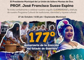 La Unión celebrará esta tarde con fiesta cultural el 177 aniversario de la erección de Guerrero